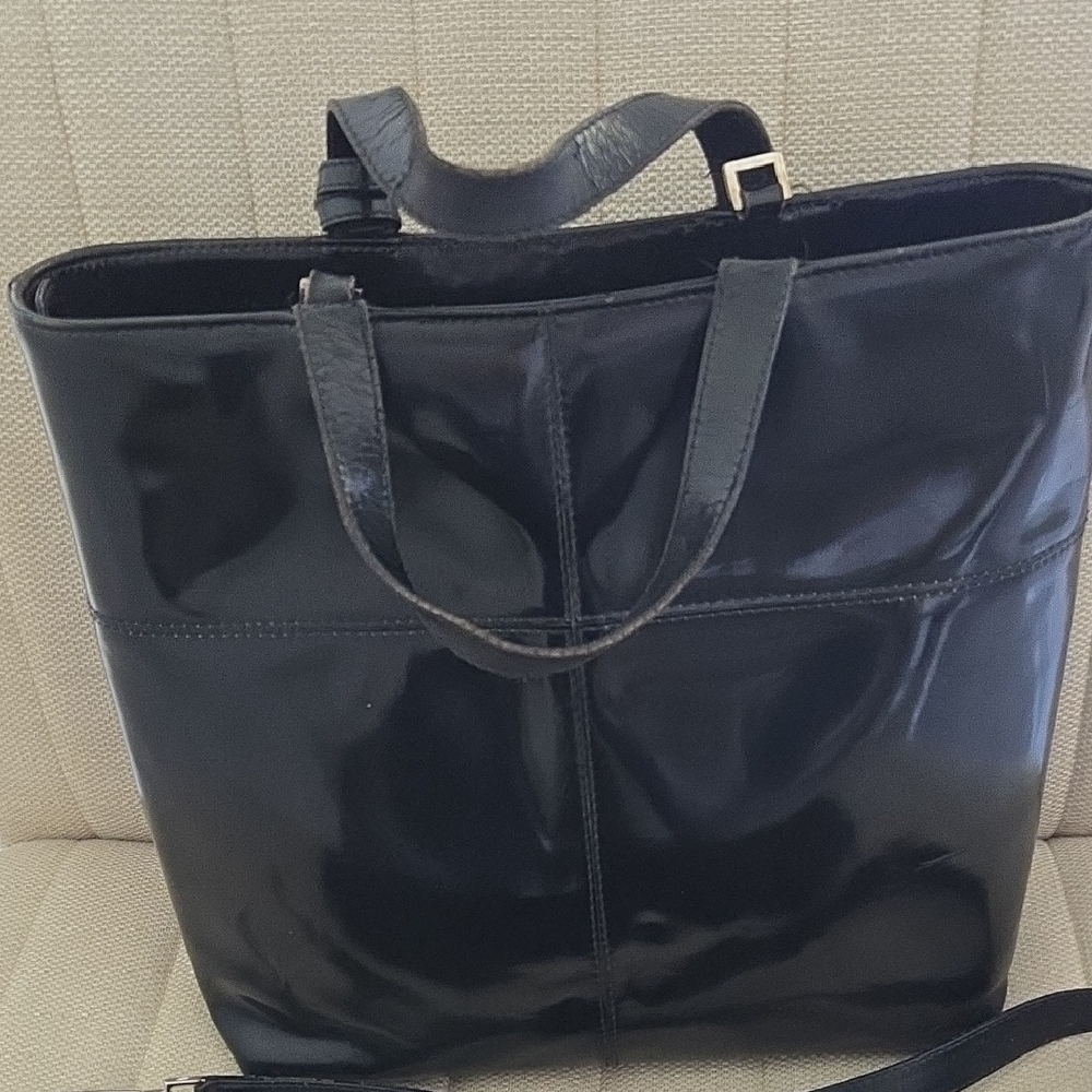 Elegant Black Leather Tote Bag